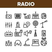 conjunto de iconos de elementos de colección de programas de radio vector