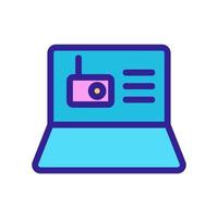 laptop radio icon vector. Isolated contour symbol illustration vector