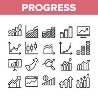 progreso crecer gráficos colección iconos establecer vector