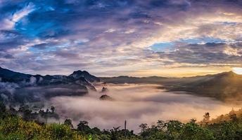 Landscape of Morning Mist with Mountain. photo