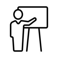 person and presentation of the vector icon. Isolated contour symbol illustration