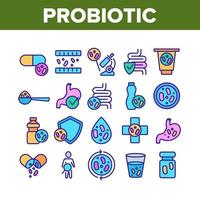 Probiotic Bacteria Collection Icons Set Vector