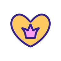 crown with heart icon vector. Isolated contour symbol illustration vector