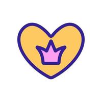 crown with heart icon vector. Isolated contour symbol illustration vector