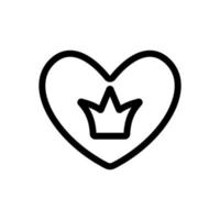 crown with heart icon vector. Isolated contour symbol illustration vector