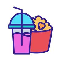 popcorn and glass of juice icon vector outline illustration