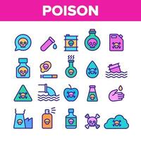 conjunto de iconos de vector de veneno tóxico químico de colección