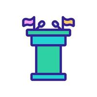 stand with microphones and flags icon vector outline illustration