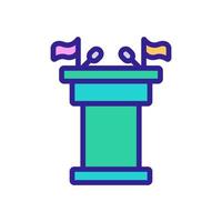 stand with microphones and flags icon vector outline illustration