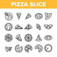 conjunto de iconos lineales de vector de rebanadas de triángulo de pizza