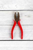 Tools on a wooden background photo