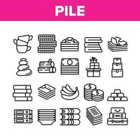 Pile Objects Things Collection Icons Set Vector