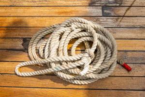 Rolled up boat rope photo