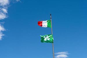 Italian flag waving in the wind photo