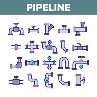 Pipeline Collection Elements Icons Set Vector