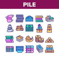 Pile Objects Things Collection Icons Set Vector