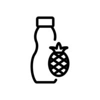 pineapple juice in bottle icon vector outline illustration