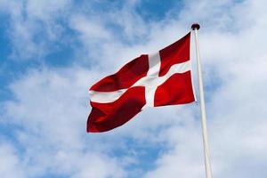 Danish flag waving in the wind photo