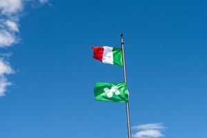 Italian flag waving in the wind photo
