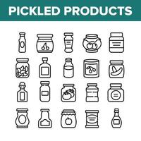 conjunto de iconos de colección de alimentos de productos en escabeche vector