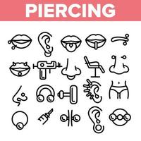 Piercing Salon Theme Linear Vector Icons Set