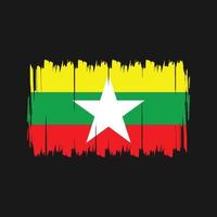 Myanmar Flag Brush. National Flag vector