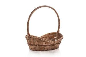 Empty wicker basket isolated with copy space isolated on white background photo