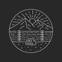 Camp and mountain mono line vector design