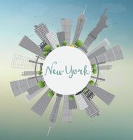 New York Skyline with Gray Buildings, Blue Sky and Copy Space. vector