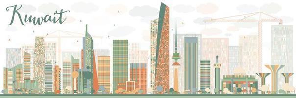 Abstract Kuwait City Skyline with Color Buildings. vector