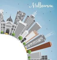 Melbourne Skyline with Gray Buildings and Blue Sky. vector