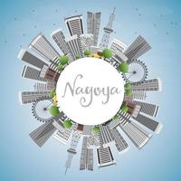 Nagoya Skyline with Gray Buildings, Blue Sky and Copy Space.