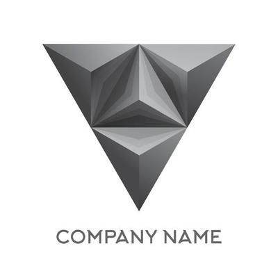 Abstract company logo with 3d triangle figure.