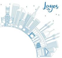 Outline Lagos Skyline with Blue Buildings and Copy Space. vector