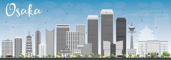 Osaka Skyline with Gray Buildings and Blue Sky. vector