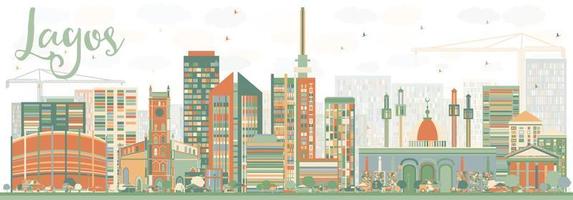 Abstract Lagos Skyline with Color Buildings. vector