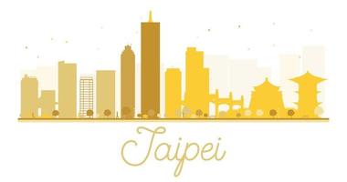 silueta dorada del horizonte de la ciudad de taipei. vector
