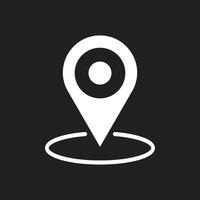 eps10 white vector location map icon isolated on black background. pinpoint symbol in a simple flat trendy modern style for your website design, logo, pictogram, and mobile application