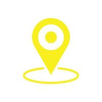 eps10 yellow vector location map icon isolated on white background. pinpoint symbol in a simple flat trendy modern style for your website design, logo, pictogram, and mobile application