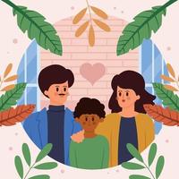 concepto de adopción interracial vector