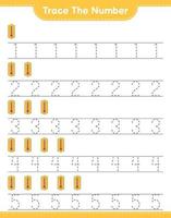 Trace the number. Tracing number with Thermometer. Educational children game, printable worksheet, vector illustration