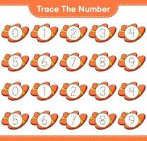 Trace the number. Tracing number with Slippers. Educational children game, printable worksheet, vector illustration