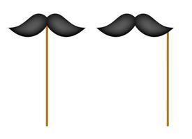 Mustache with wooden stick on white background vector