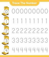 Trace the number. Tracing number with Rubber Boots. Educational children game, printable worksheet, vector illustration