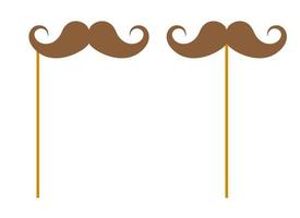 Mustache with wooden stick on white background vector