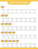 Trace the number. Tracing number with Teapot. Educational children game, printable worksheet, vector illustration