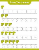Trace the number. Tracing number with Scarf. Educational children game, printable worksheet, vector illustration
