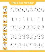 Trace the number. Tracing number with Thermometer. Educational children game, printable worksheet, vector illustration