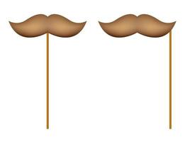 Mustache with wooden stick on white background vector