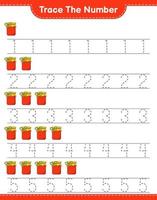 Trace the number. Tracing number with Jam. Educational children game, printable worksheet, vector illustration